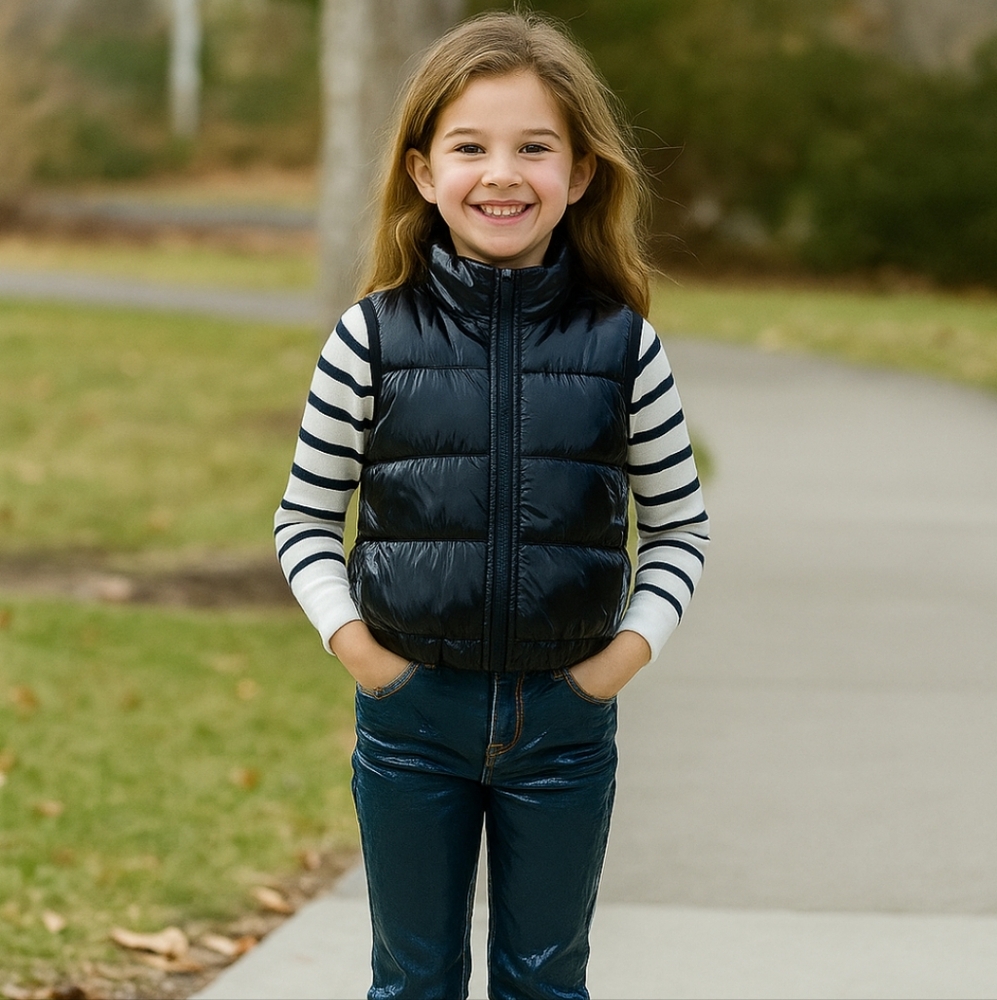 Girls Black Puffer Vest